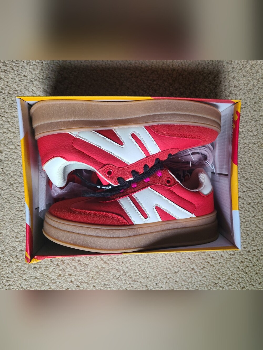 Lucky Step Kids Red & White Platform Sneakers Size 2